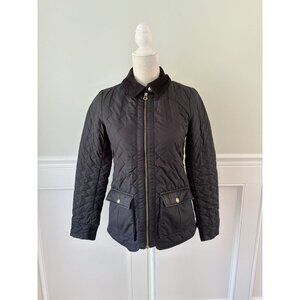 Tommy Hilfiger Black Quilted Corduroy Collar Field Coat XS EUC